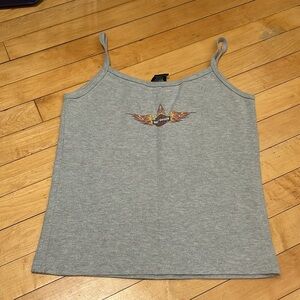 Harley-Davidson Spaghetti Strap Fitted Baby Doll Flame Graphic Tee Size Medium